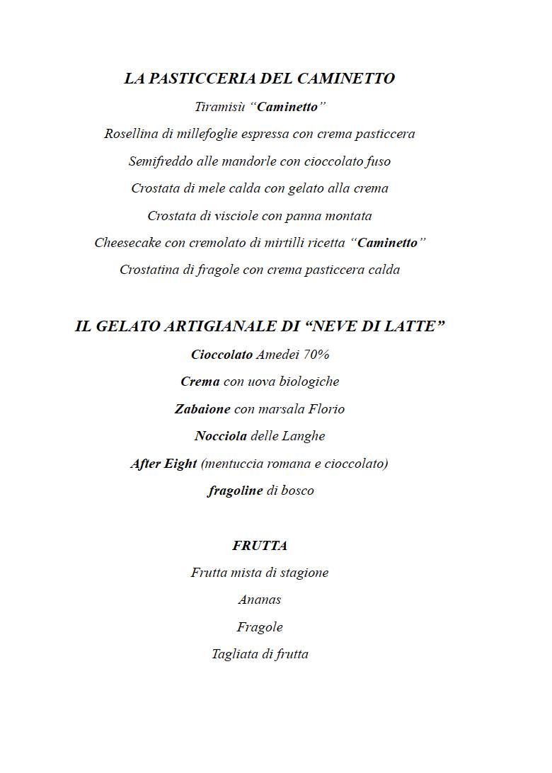 Menu di Ristorante Il Caminetto 