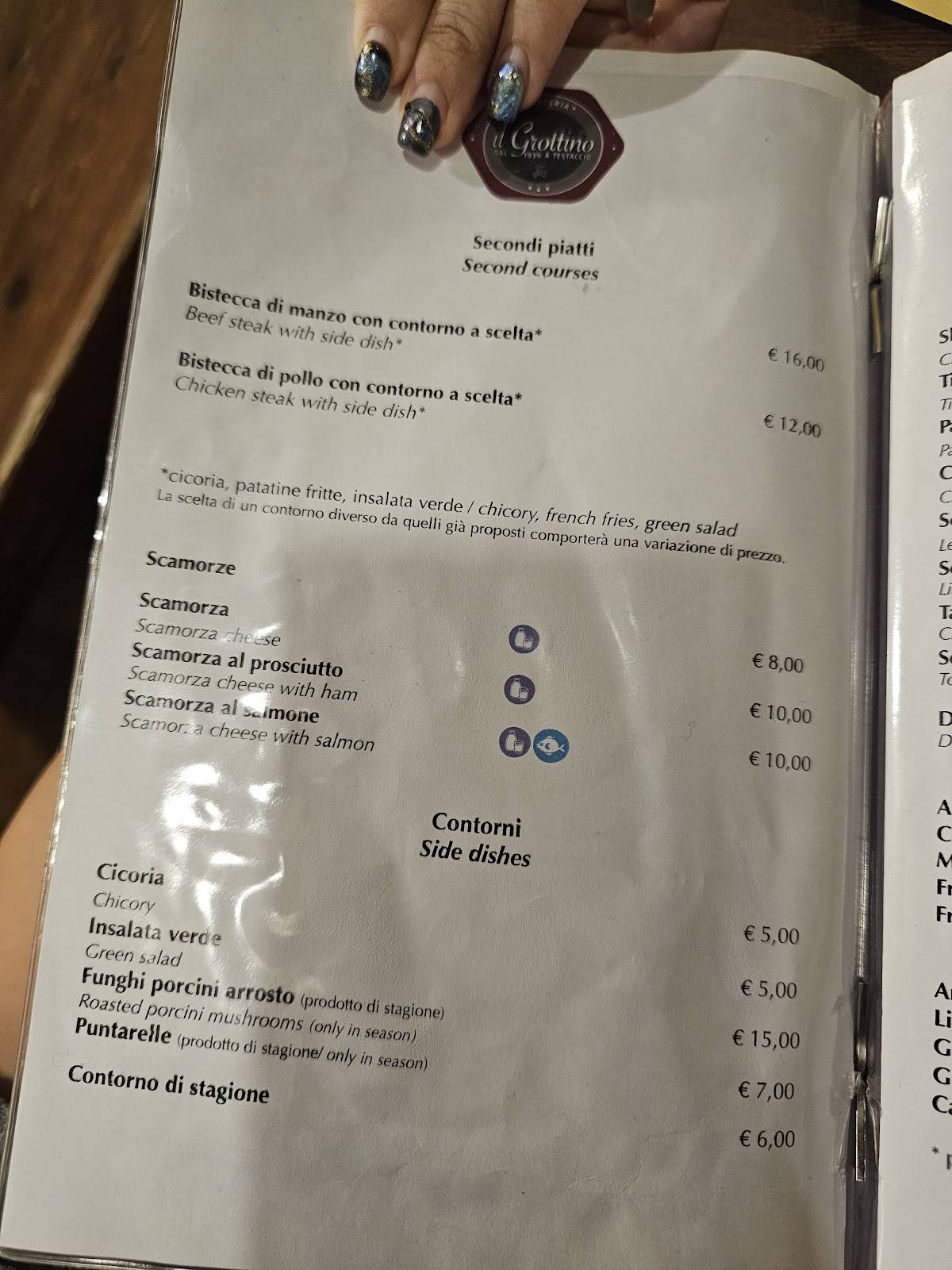 Menu di Il Grottino a Testaccio 