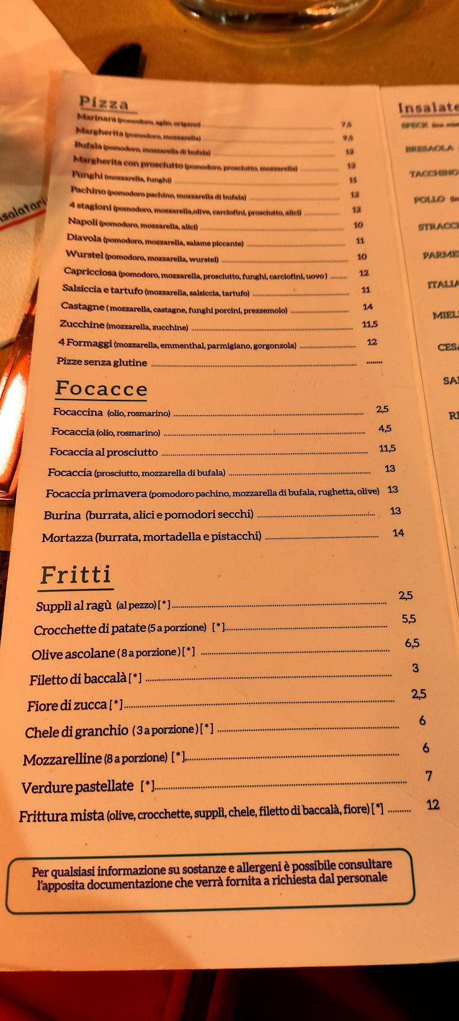 Menu di L'Insalata Ricca - Piazza di Pasquino 