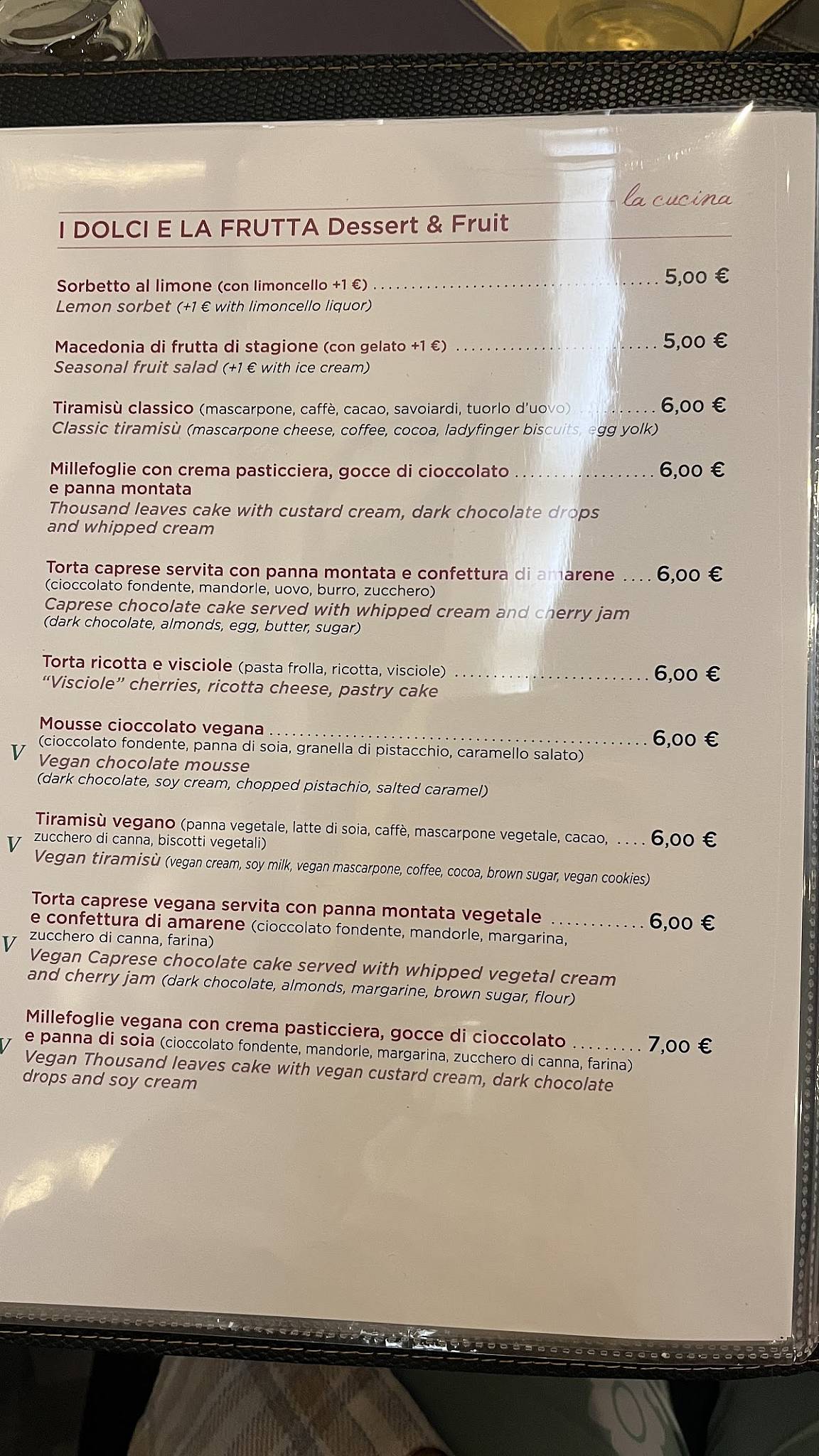 Menu di Origano Campo de' Fiori 