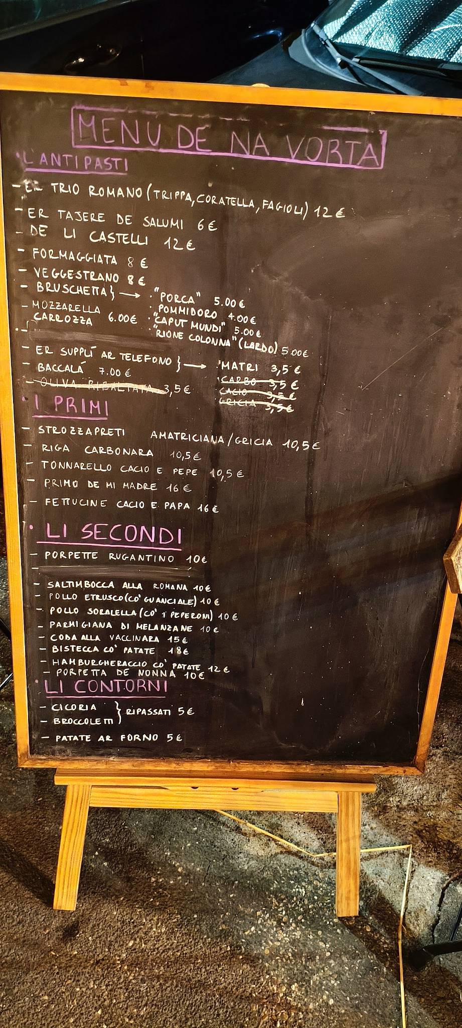 Menu di Taverna del Fuorisede 