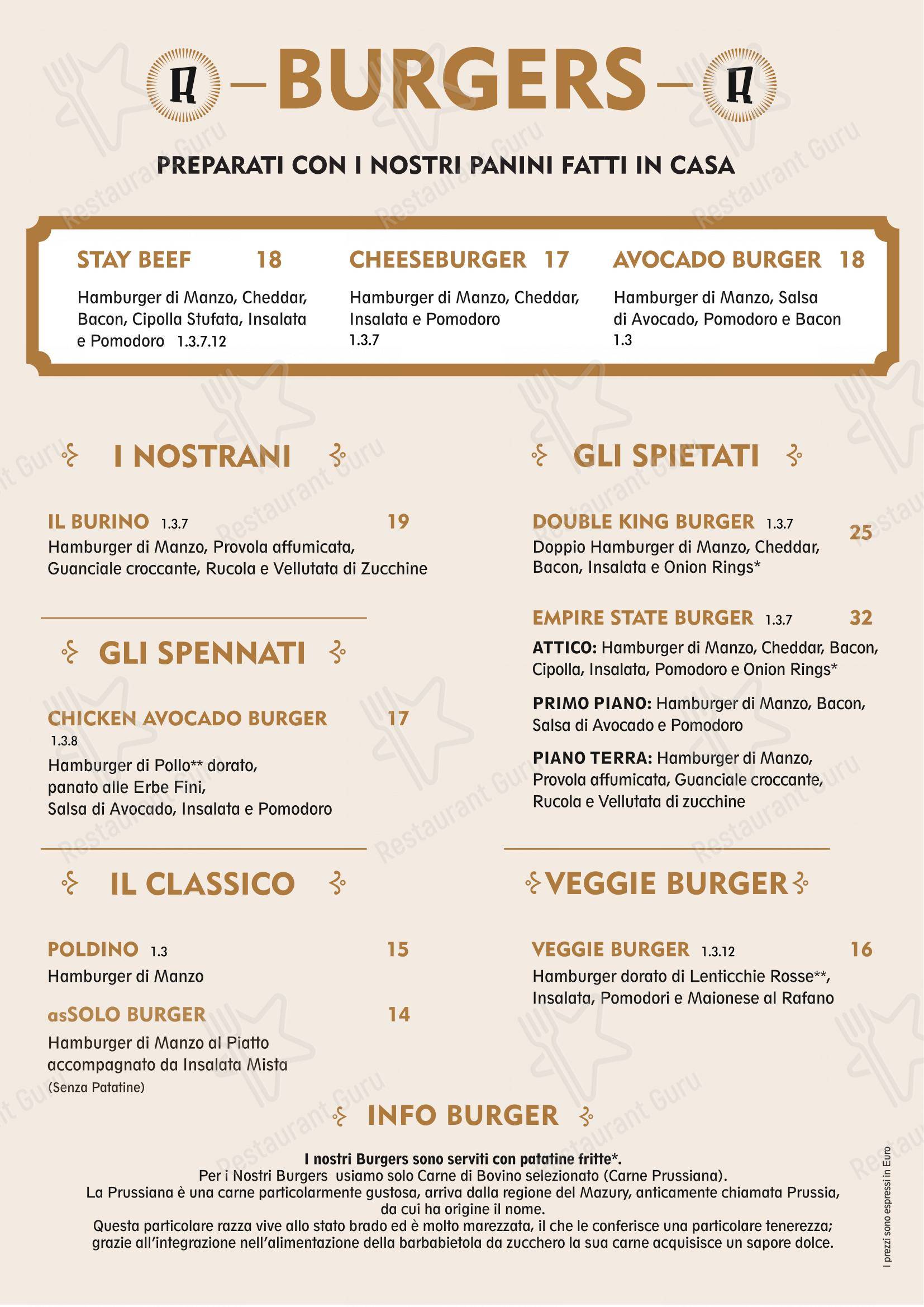 Menu di Rosso Ristorante - Menu