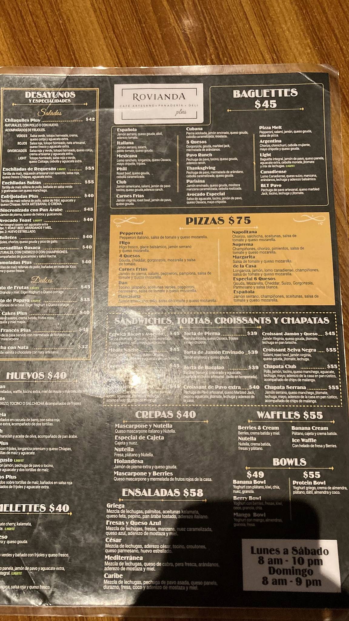 Carta del restaurante Rovianda Plus Plaza Real Córdoba