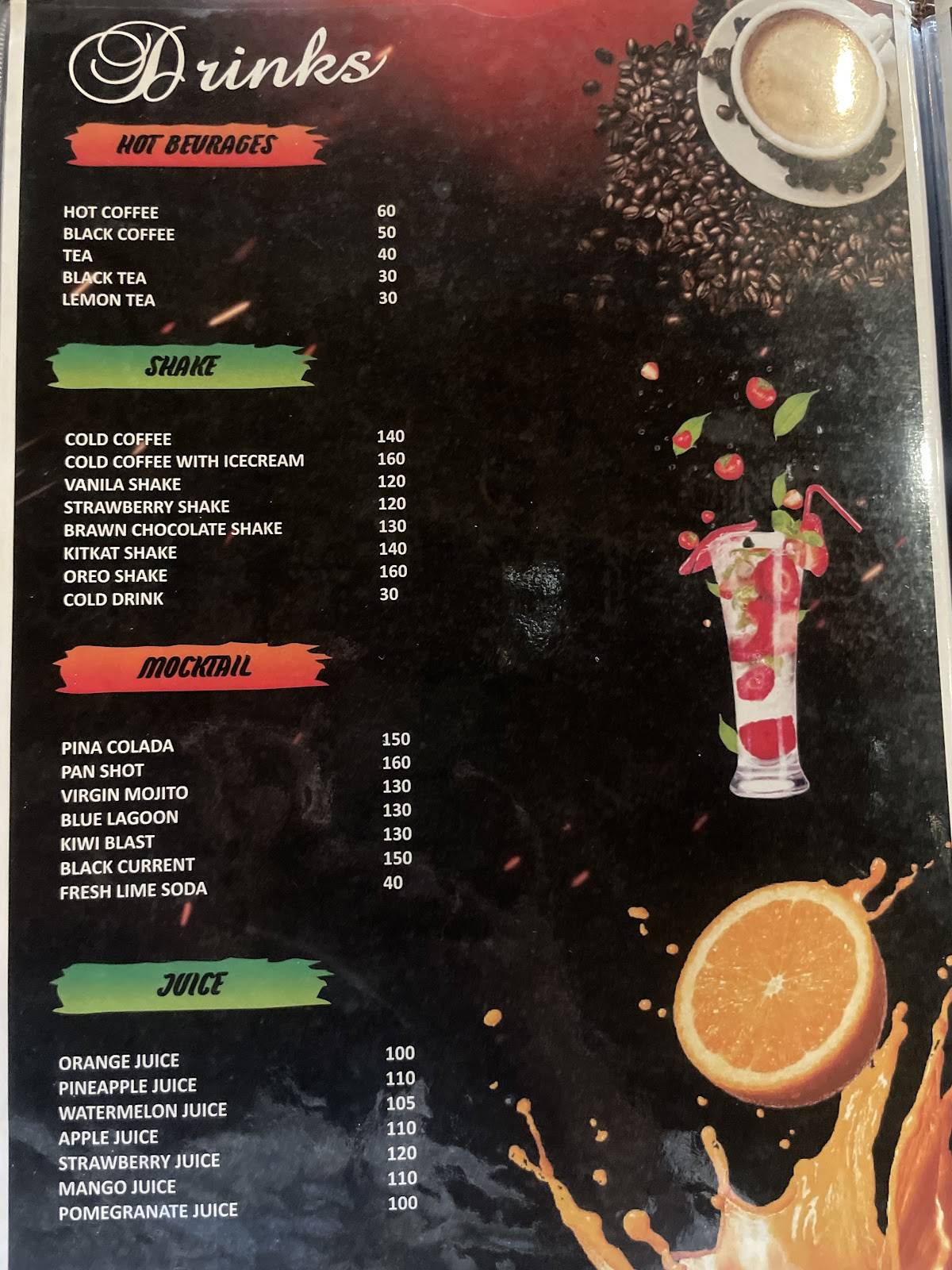 Royal Castle Restaurant menu