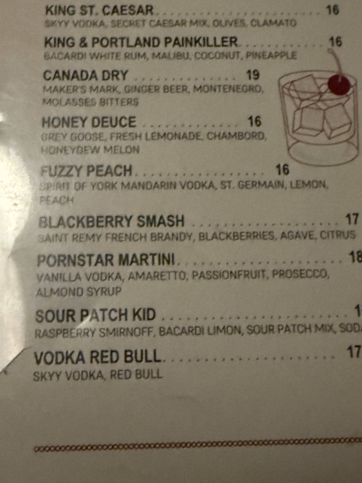 Menu de Ruby Soho