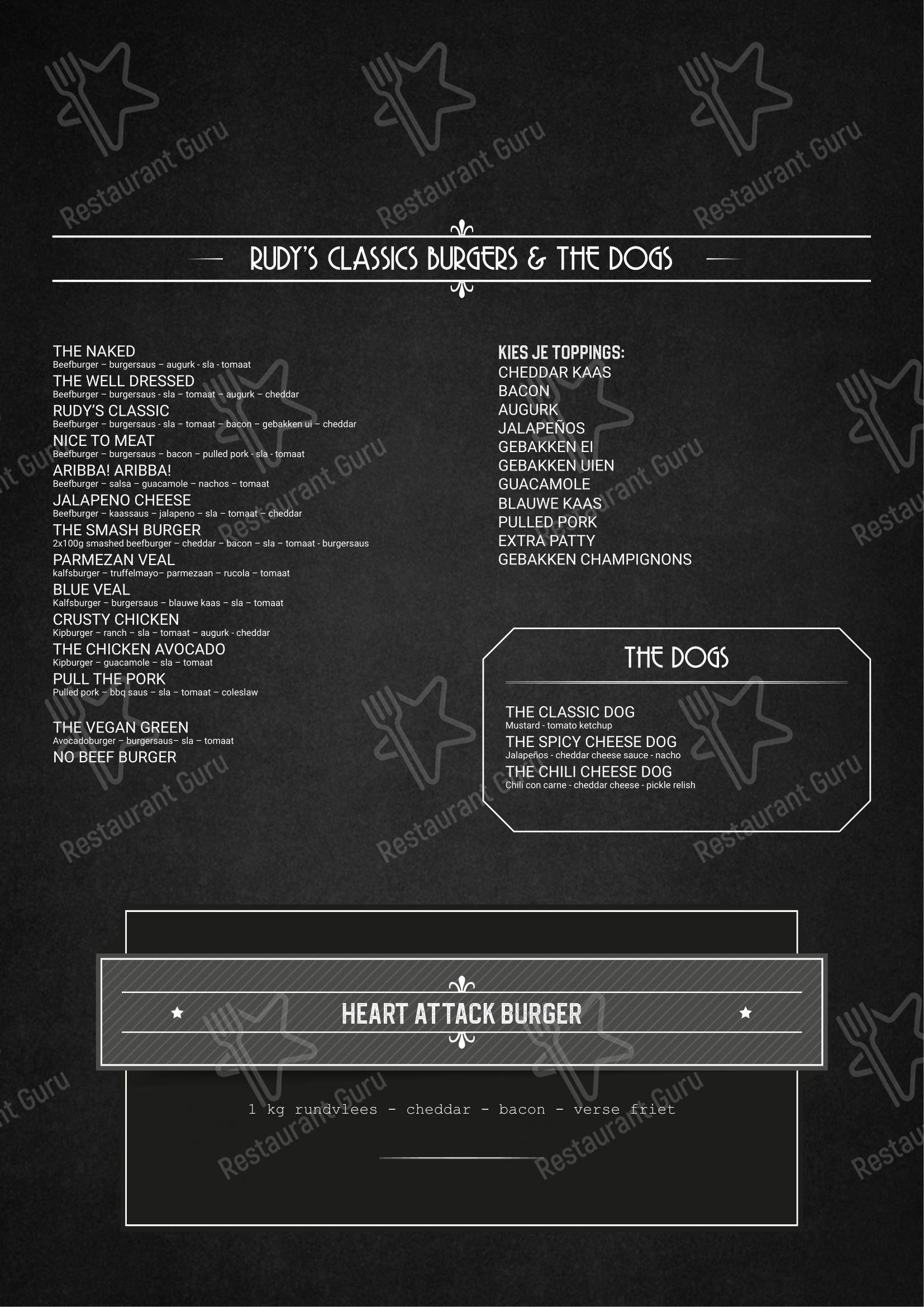 Menu pour Rudy's - Menu