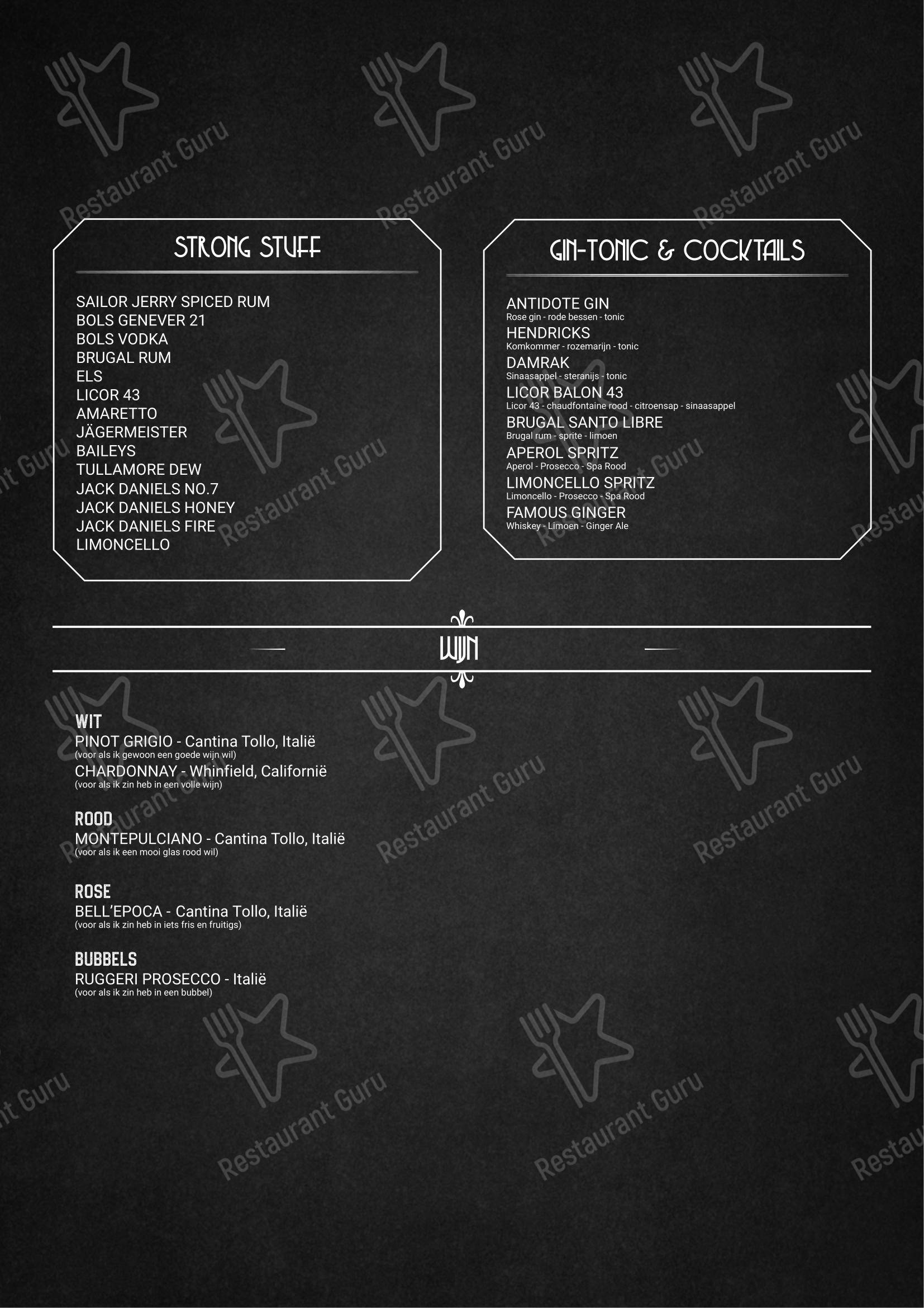 Menu pour Rudy's restaurant