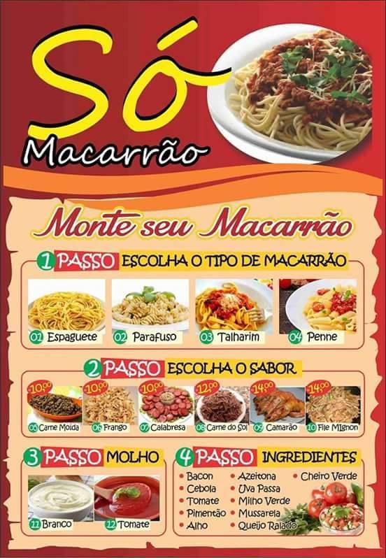 Só Macarrão cardápio