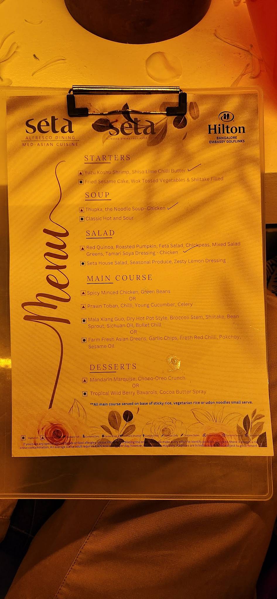 SETA menu