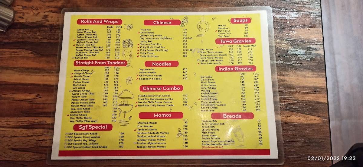 SGF - Spice Grill Flame menu