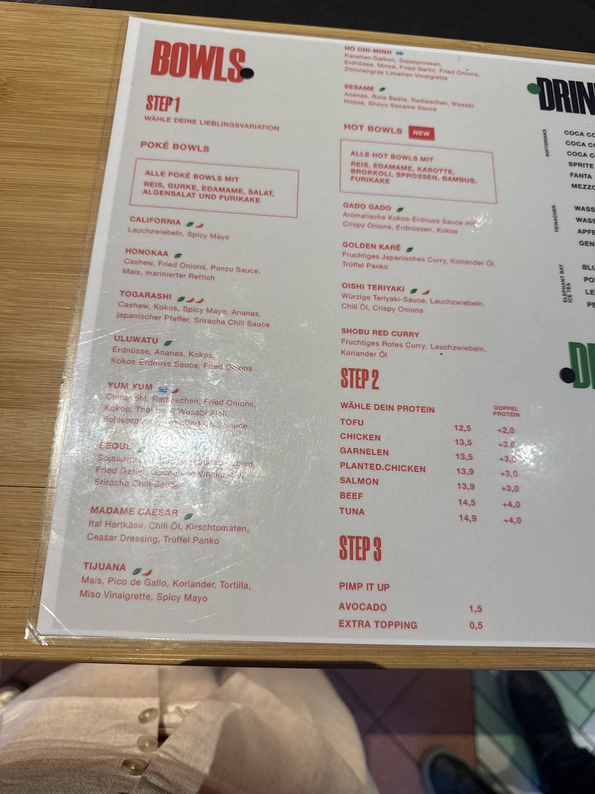 Menu de SHOBU POKÉ & DELI
