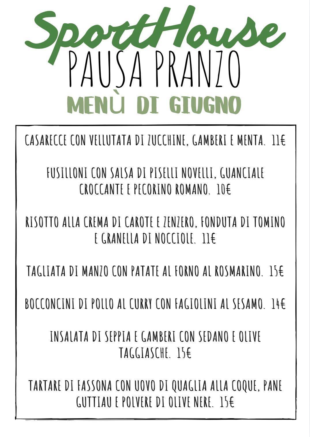 Menu di SPORTHOUSE 