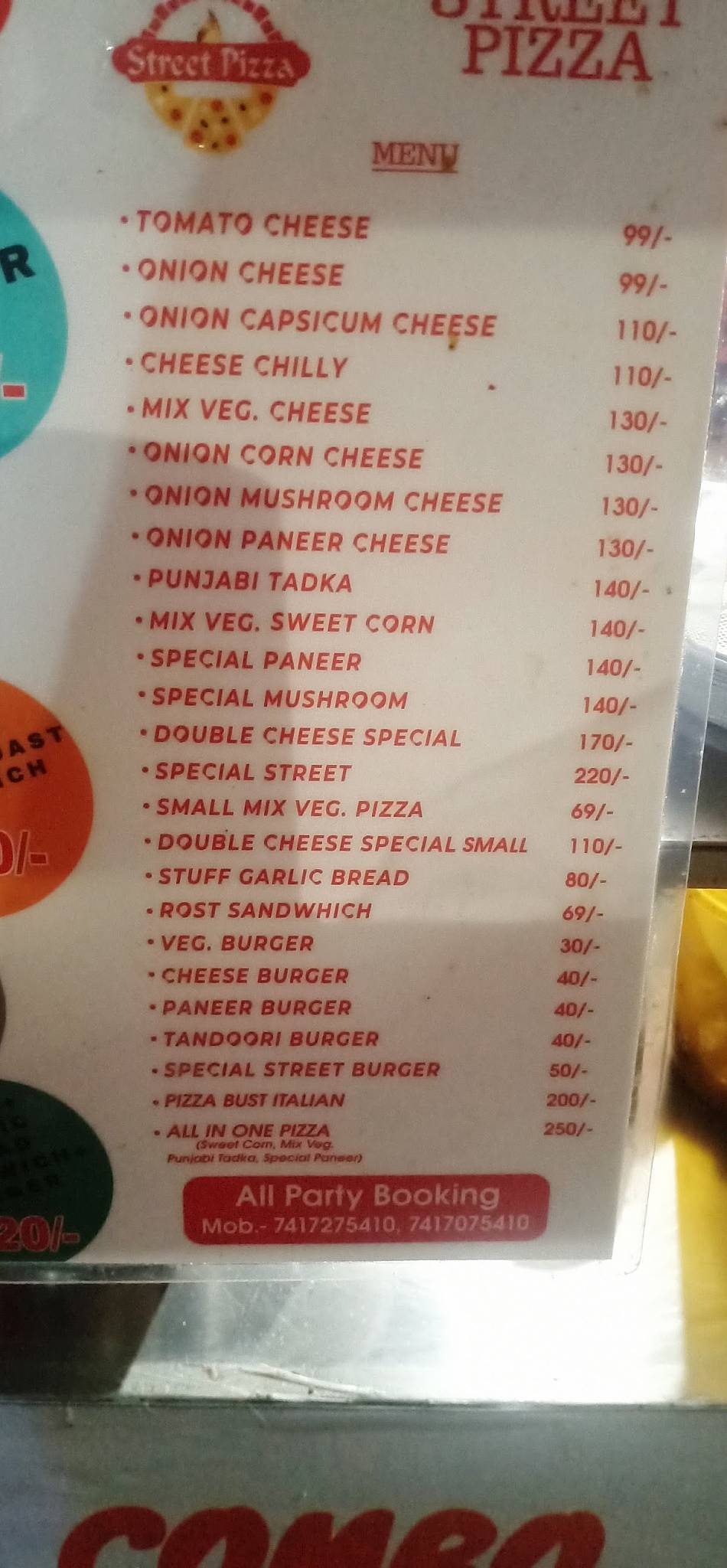STREET PIZZA menu