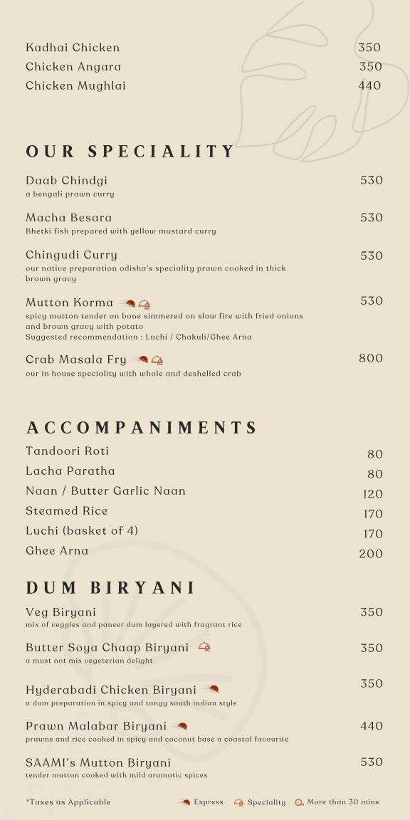 Saami Kitchen & Brewery menu