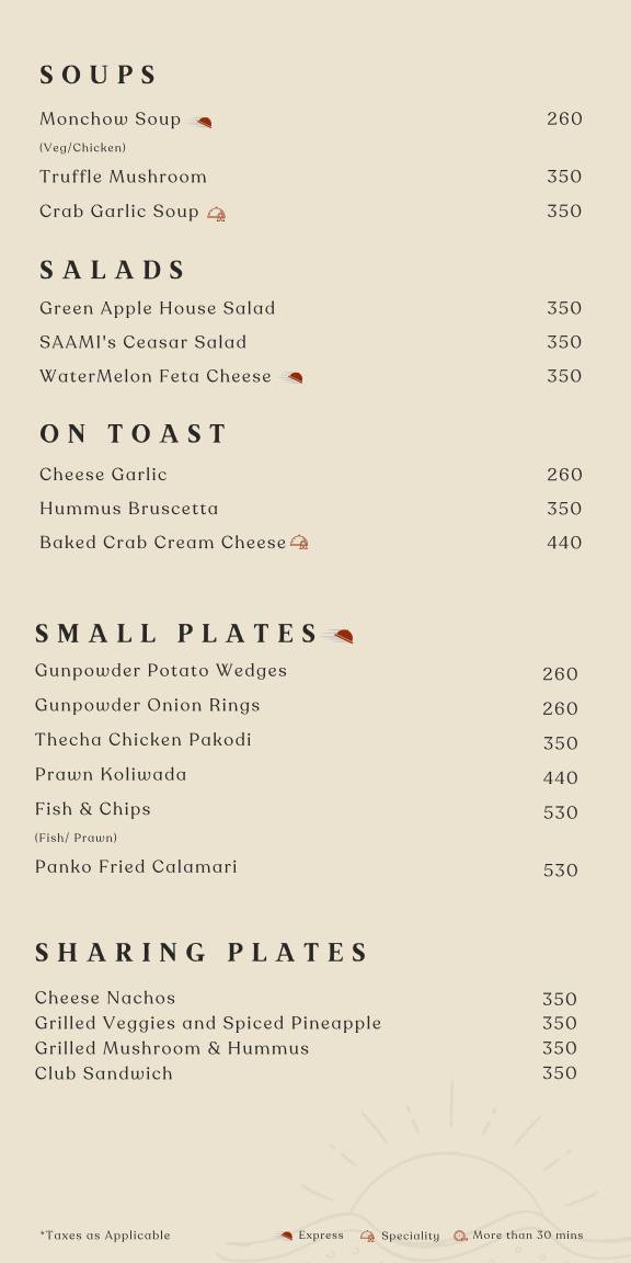 Saami Kitchen & Brewery menu