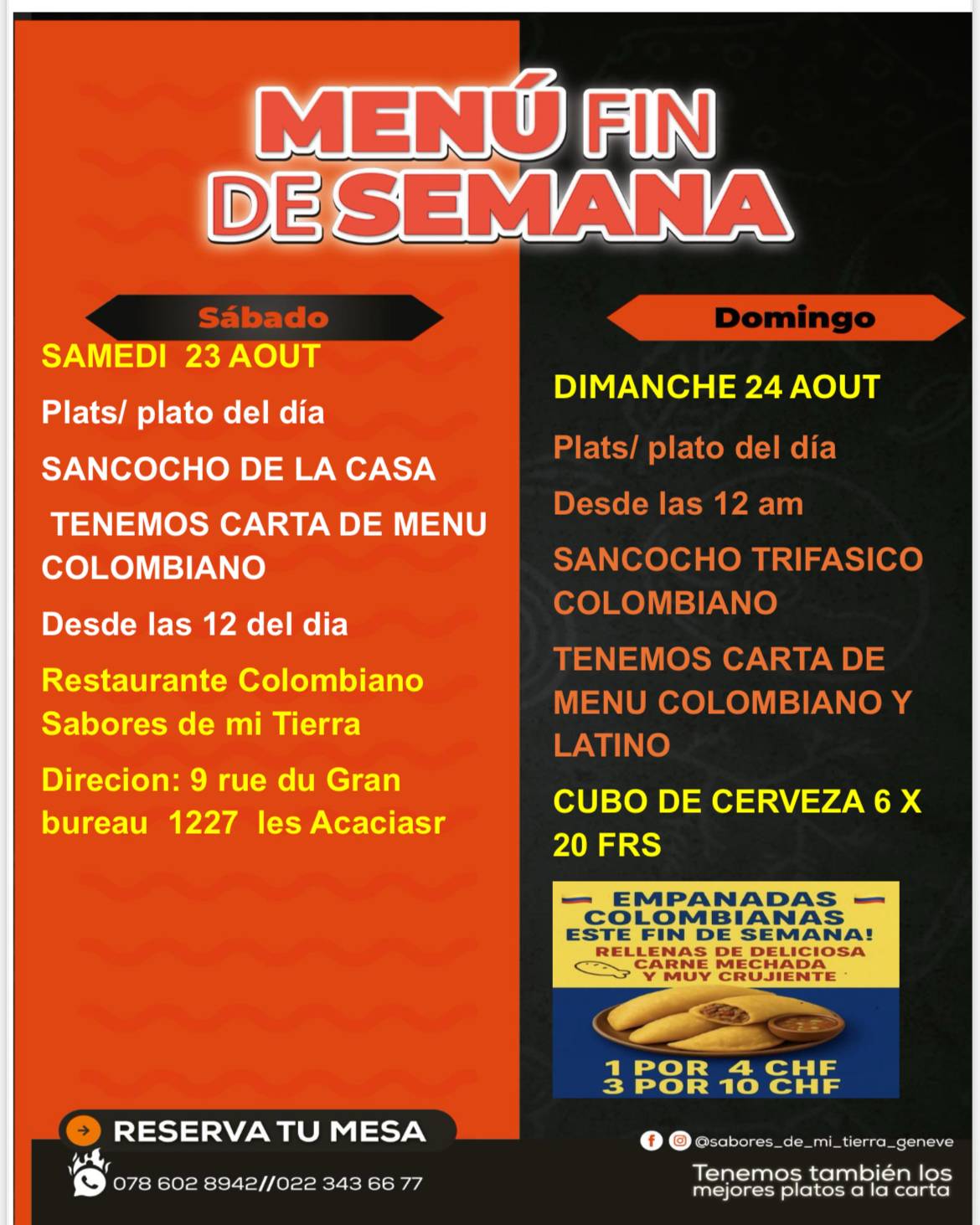 Menu di Sabores De Mi Tierra 