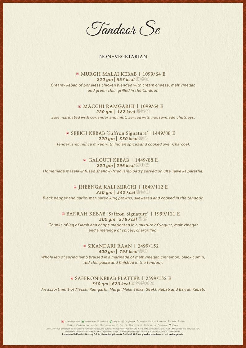 Saffron menu