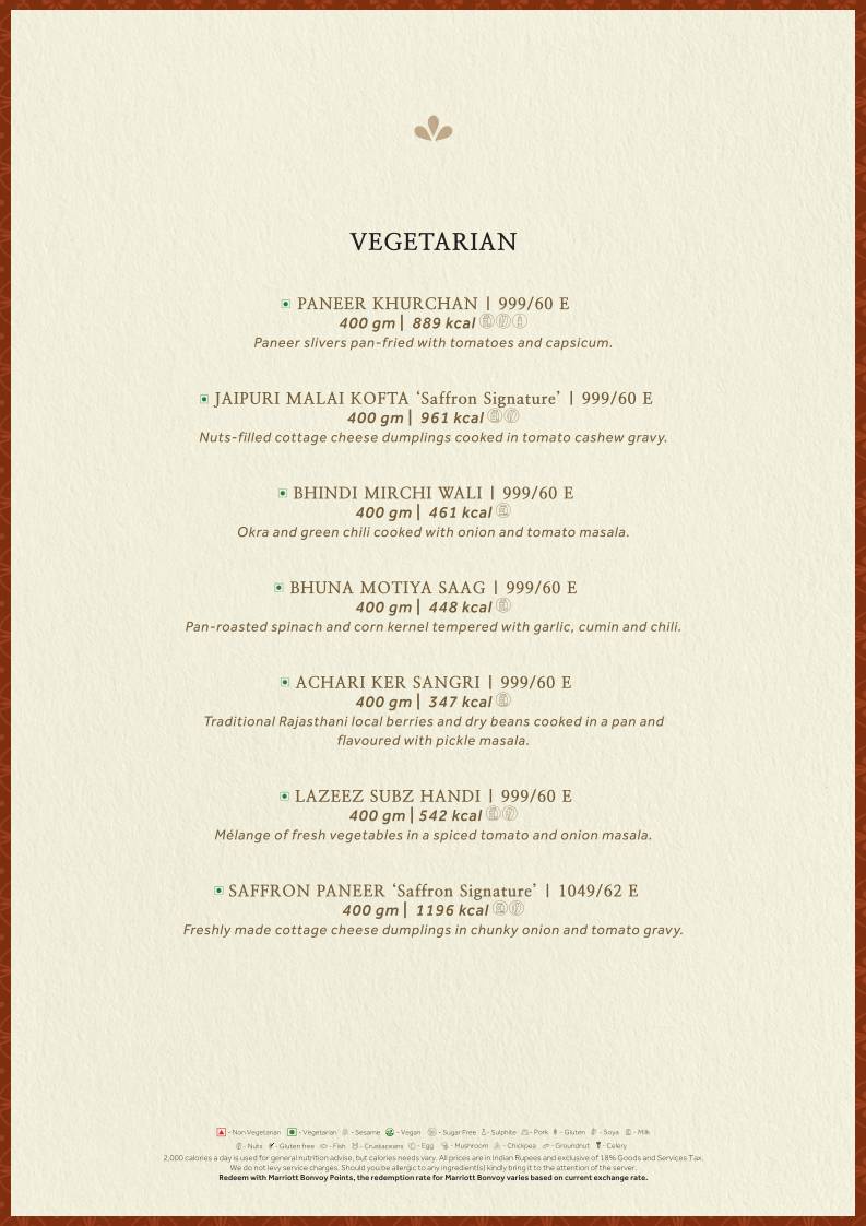 Saffron menu