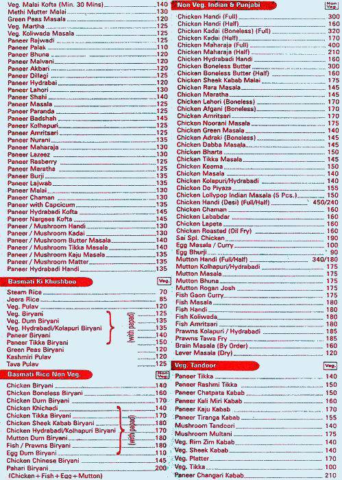 Sai Fast Food Family Restaurant menu