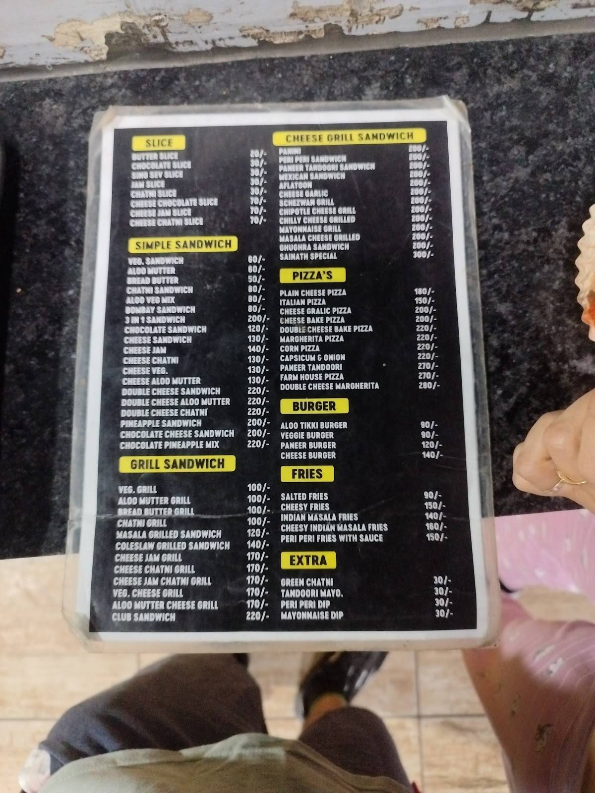 Sainath Sandwiches & Pizzas menu