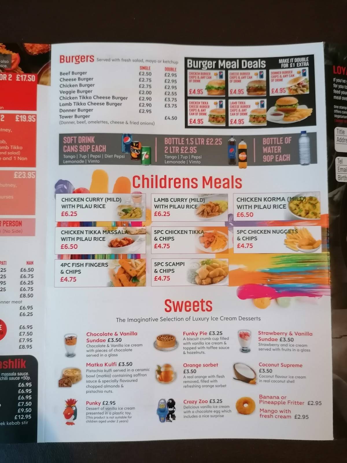 Menu at Moss Bank Express restaurant, St Helens