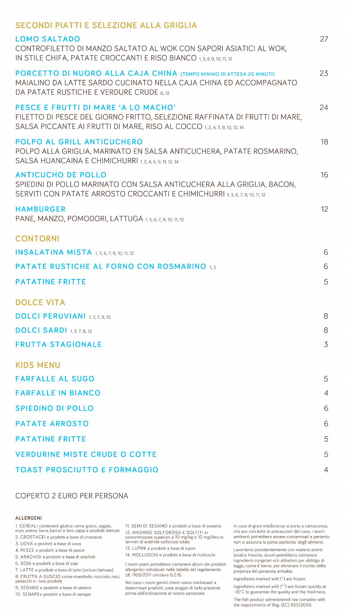 Menu di Salinedda Beach Club 
