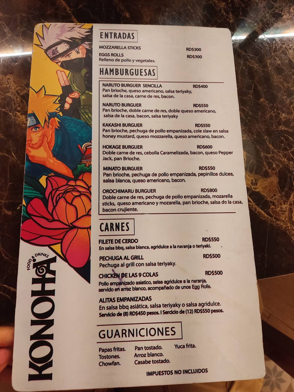 Menu at Konoha Food and Drinks restaurant, Santiago De Los Caballeros