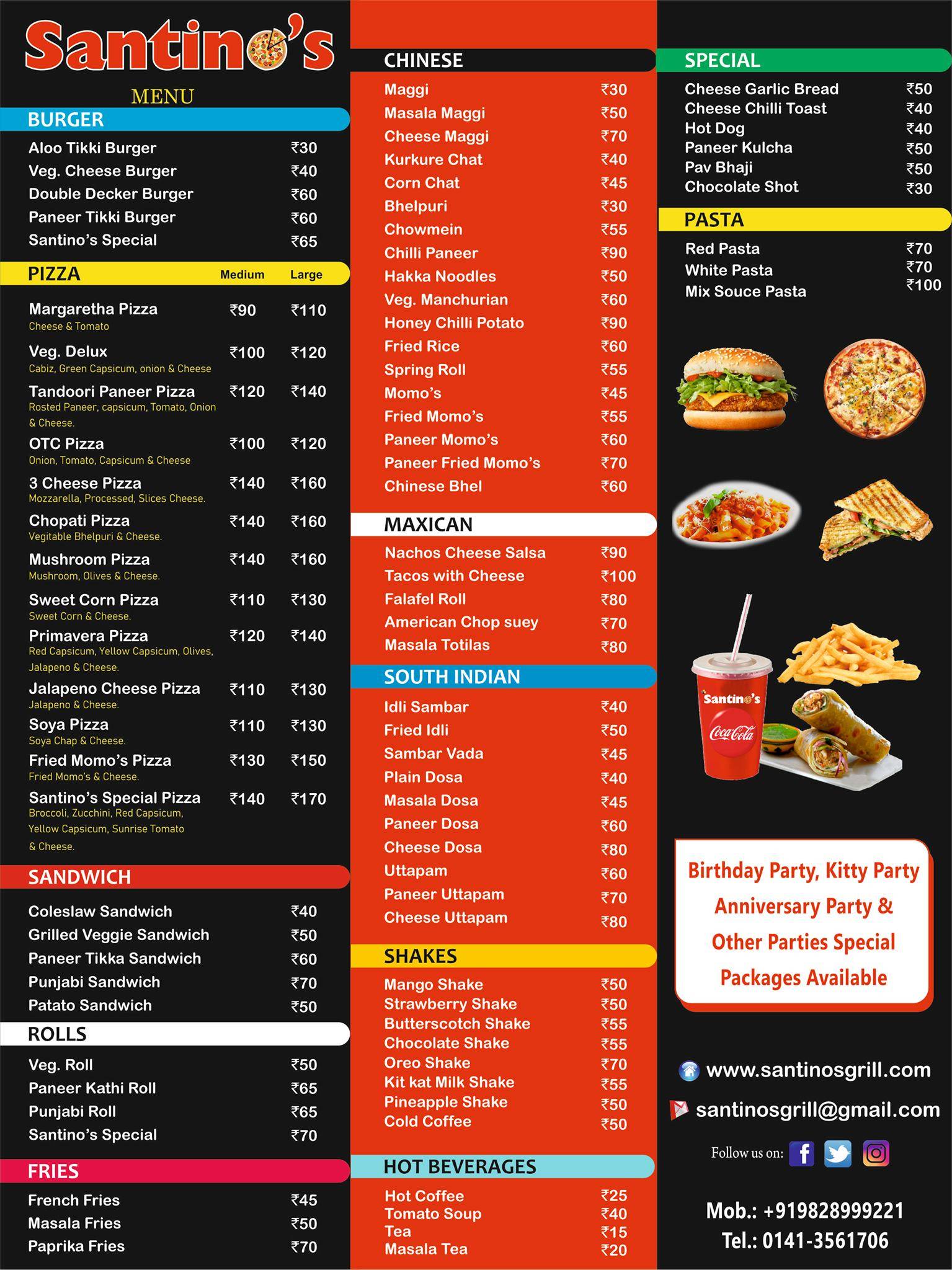 New Santino's cafe & restaurant menu