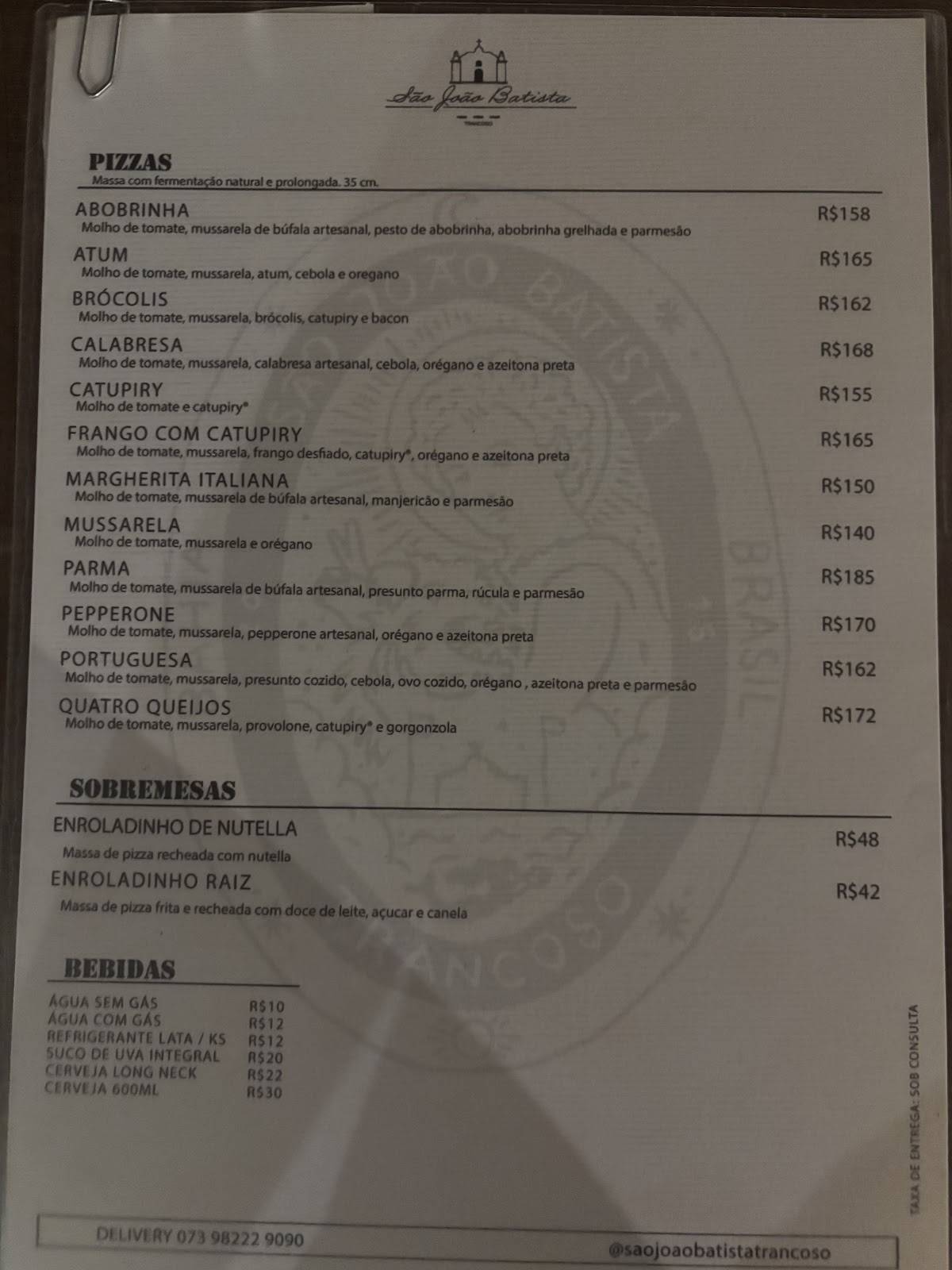São João Batista Burger & Pizza cardápio