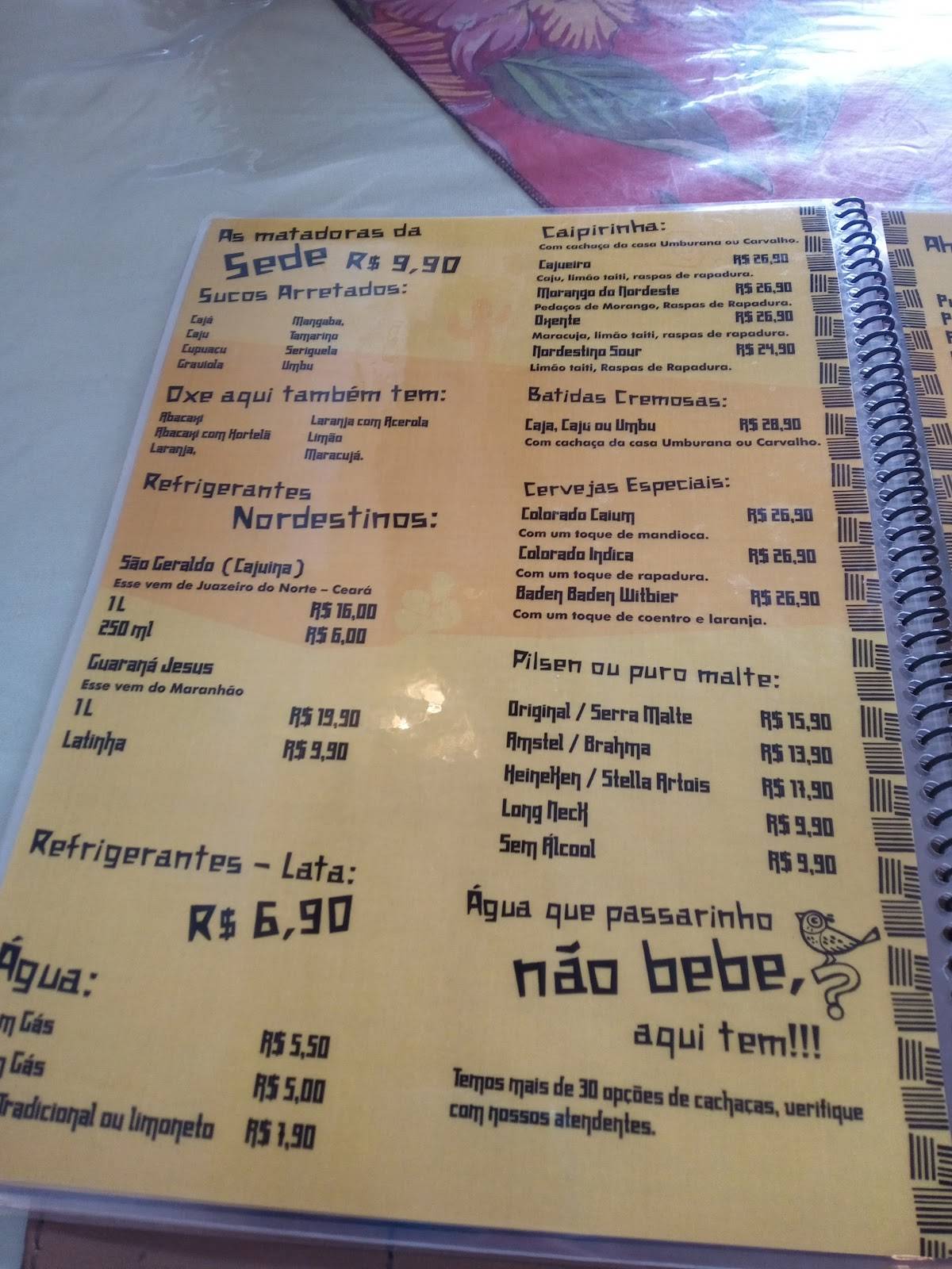 Nordeste A Mesa cardápio