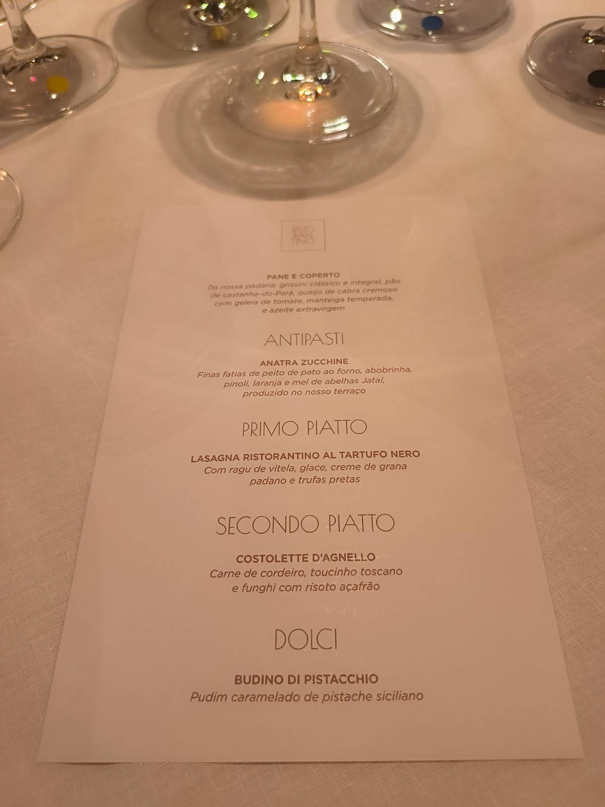 Ristorantino cardápio