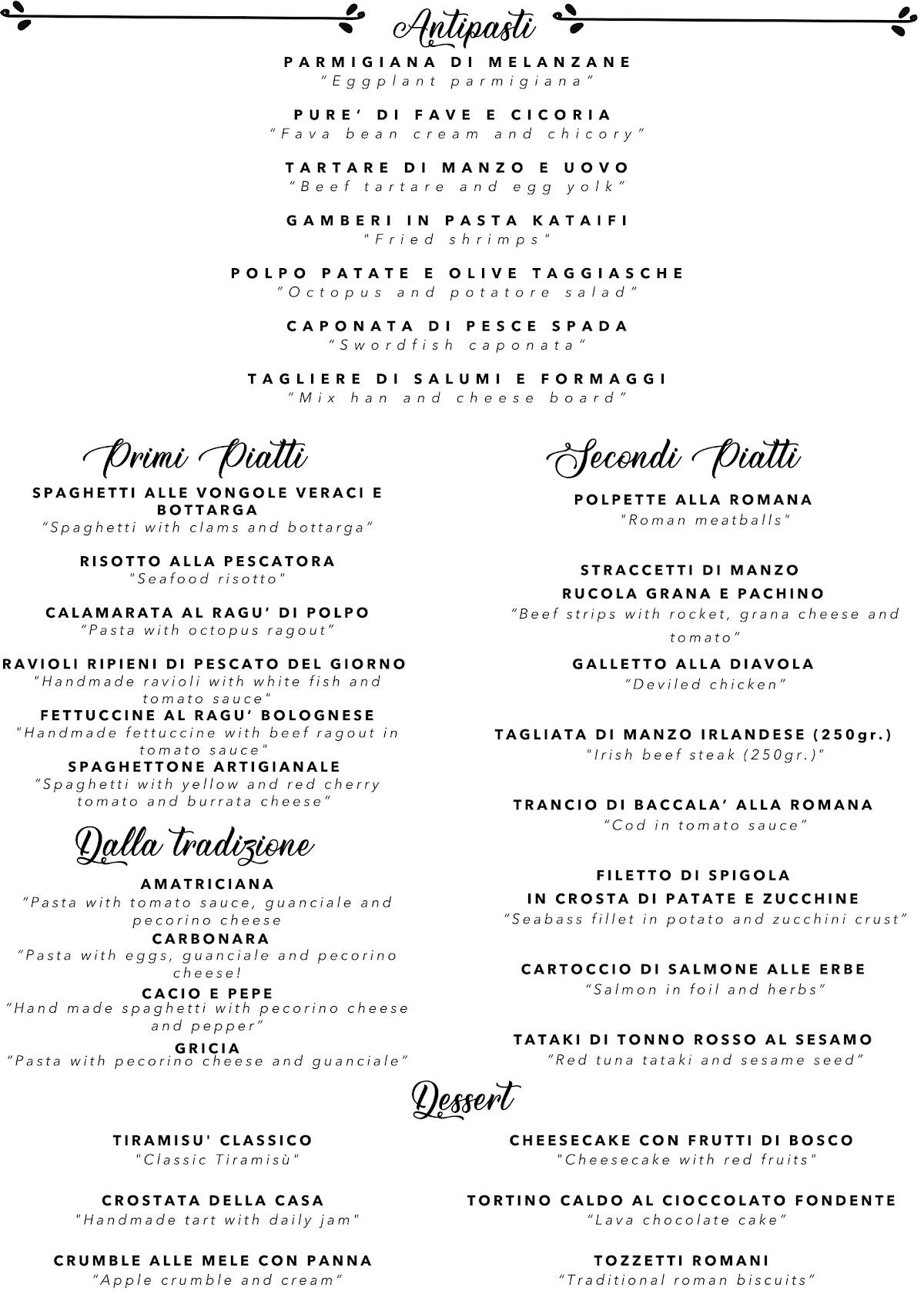 Menu di Satiro - Vino e Cucina 