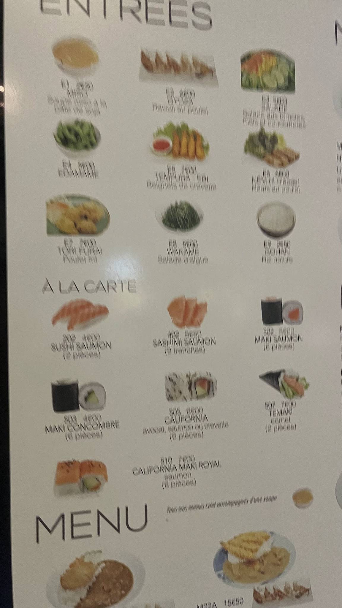 Menu de Satoshi