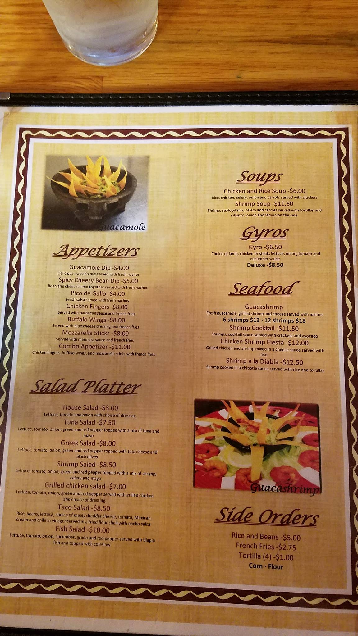 Menu at Italo's restaurant, Scranton