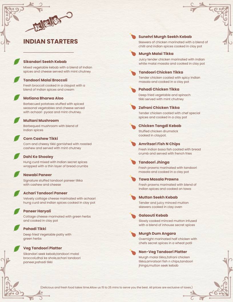 The White Cashew menu