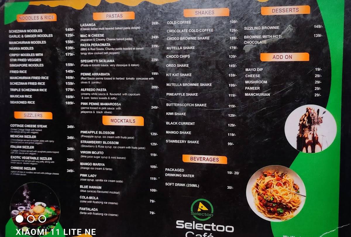 Selectoo cafe menu
