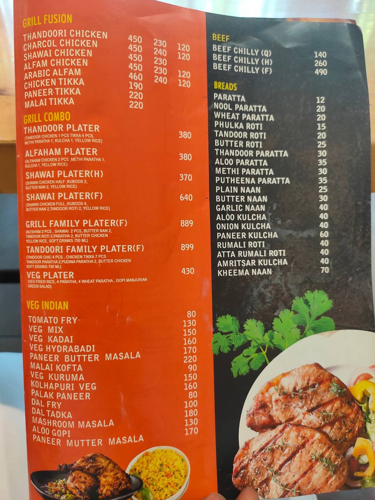 Selesta Restaurant menu
