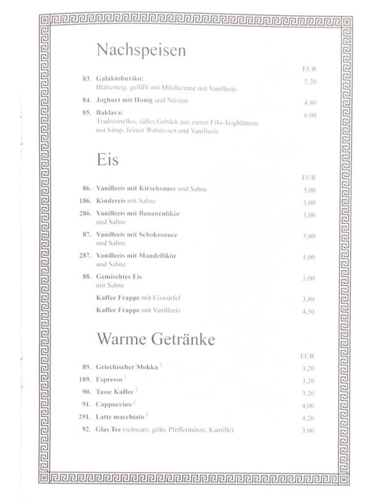 Menu de Restaurant Delphi Senden