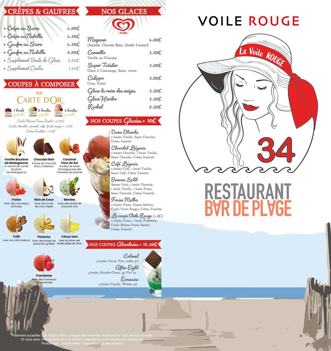 Menu de La Voile Rouge Sète