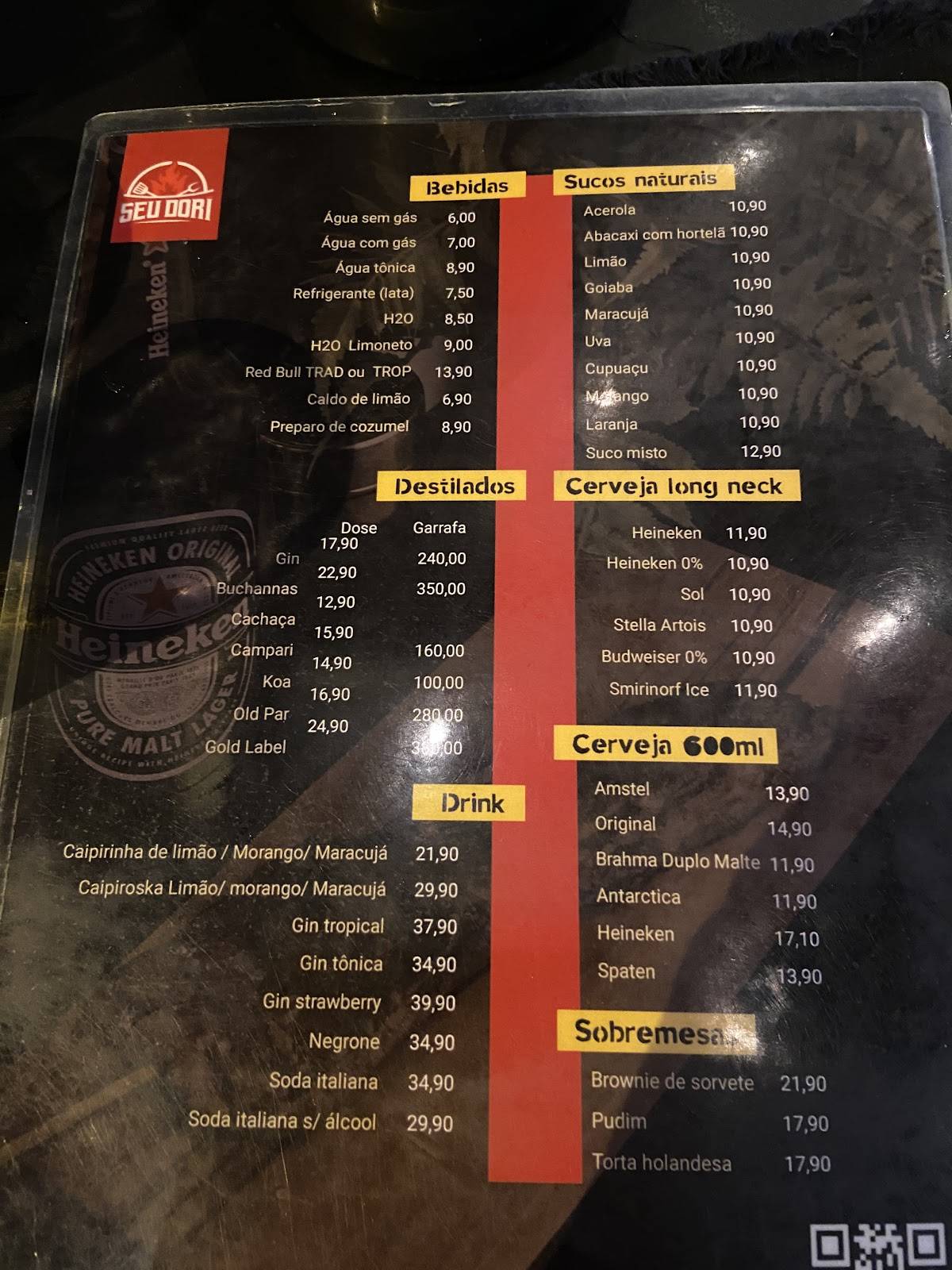 Seu Dori Carnes nobres, Espetinhos Premium, Guarnições cardápio
