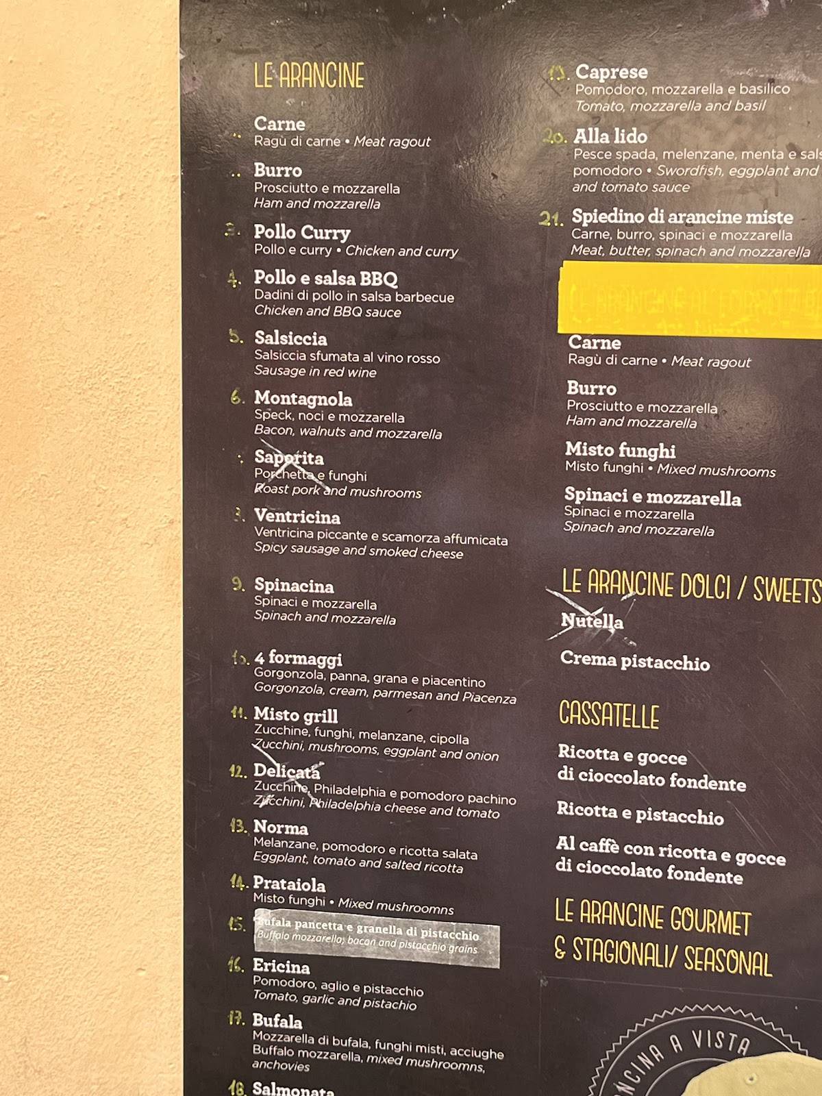 Menu di Sfrigola Cefalù 