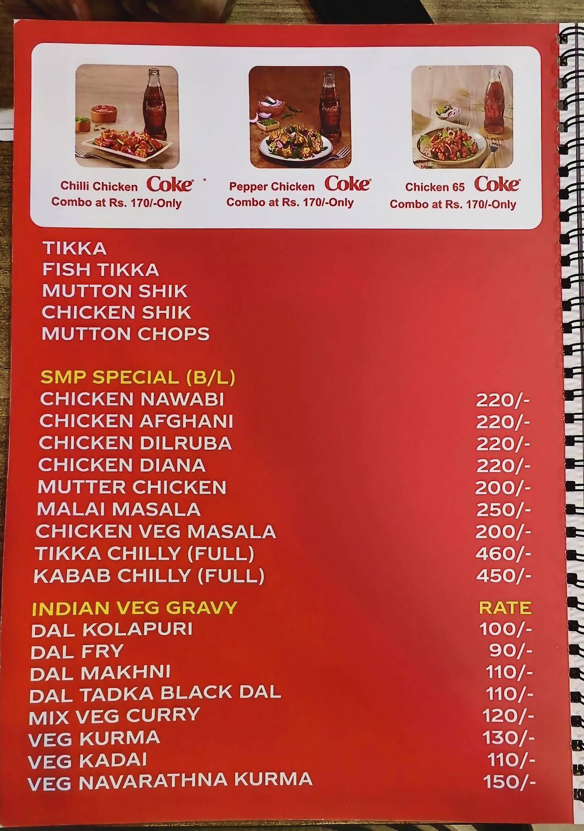 Shalimar Kitchen menu
