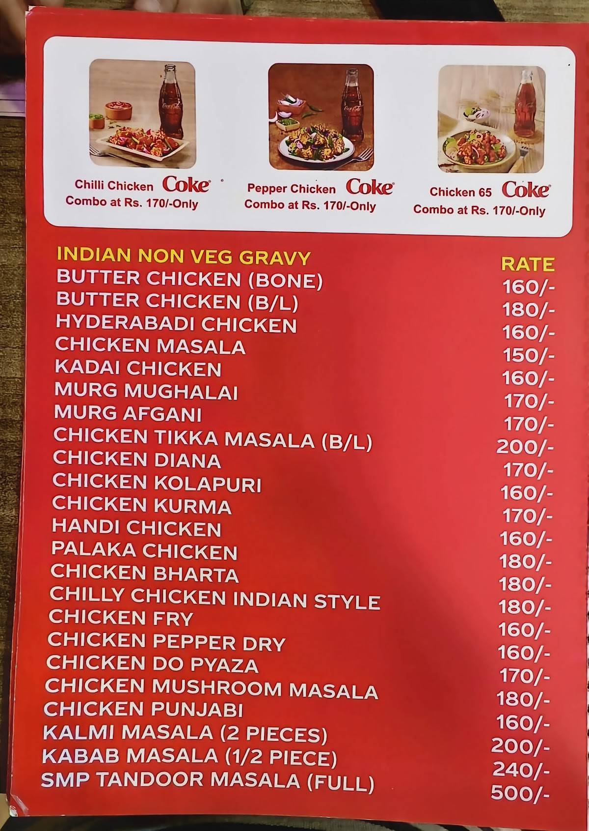 Shalimar Kitchen menu