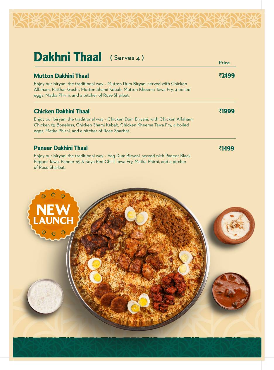 Sharief Bhai Biryani Basaveshwara Nagar menu