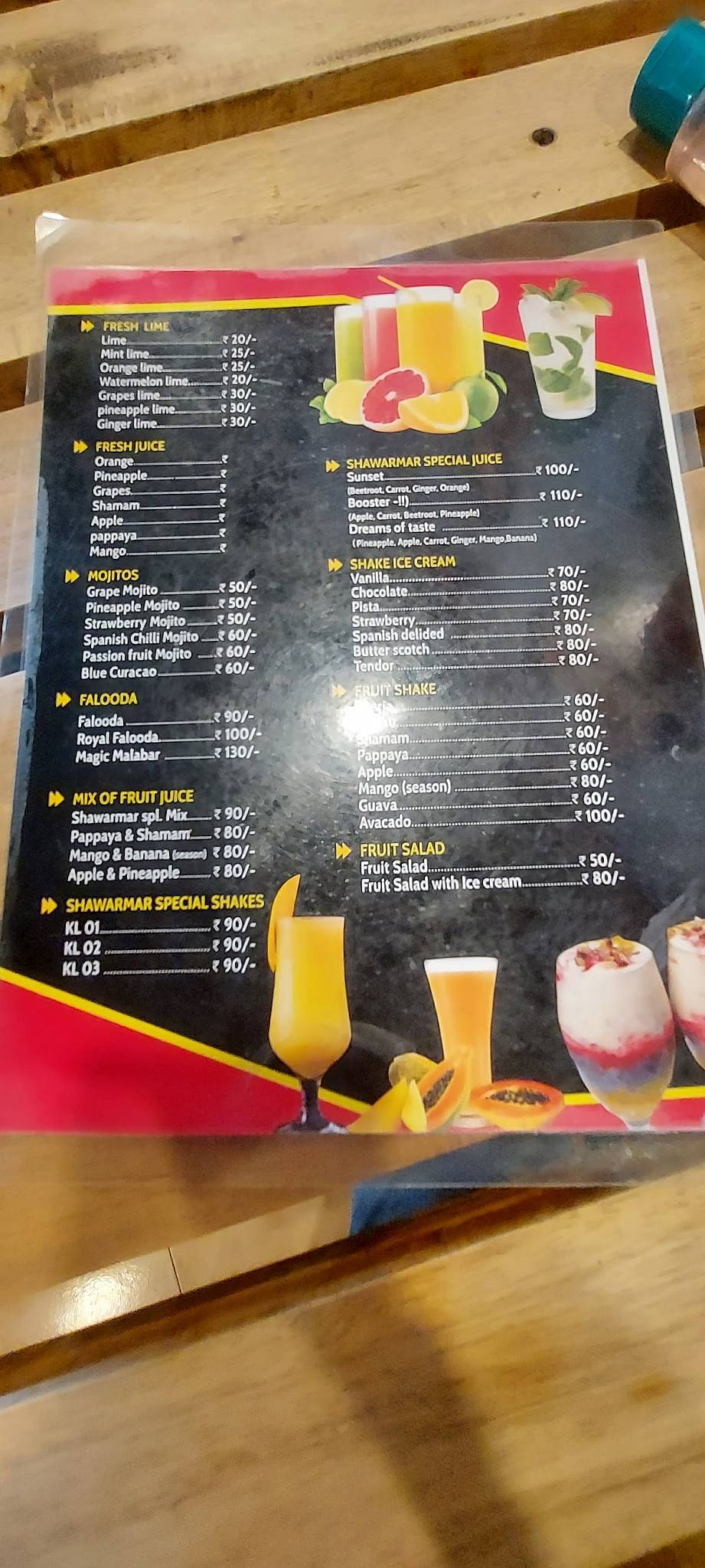 Shawarmar menu