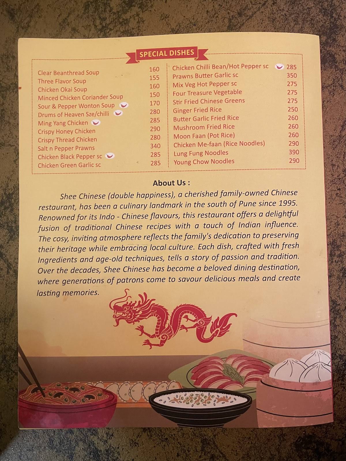 Shee Chinese menu