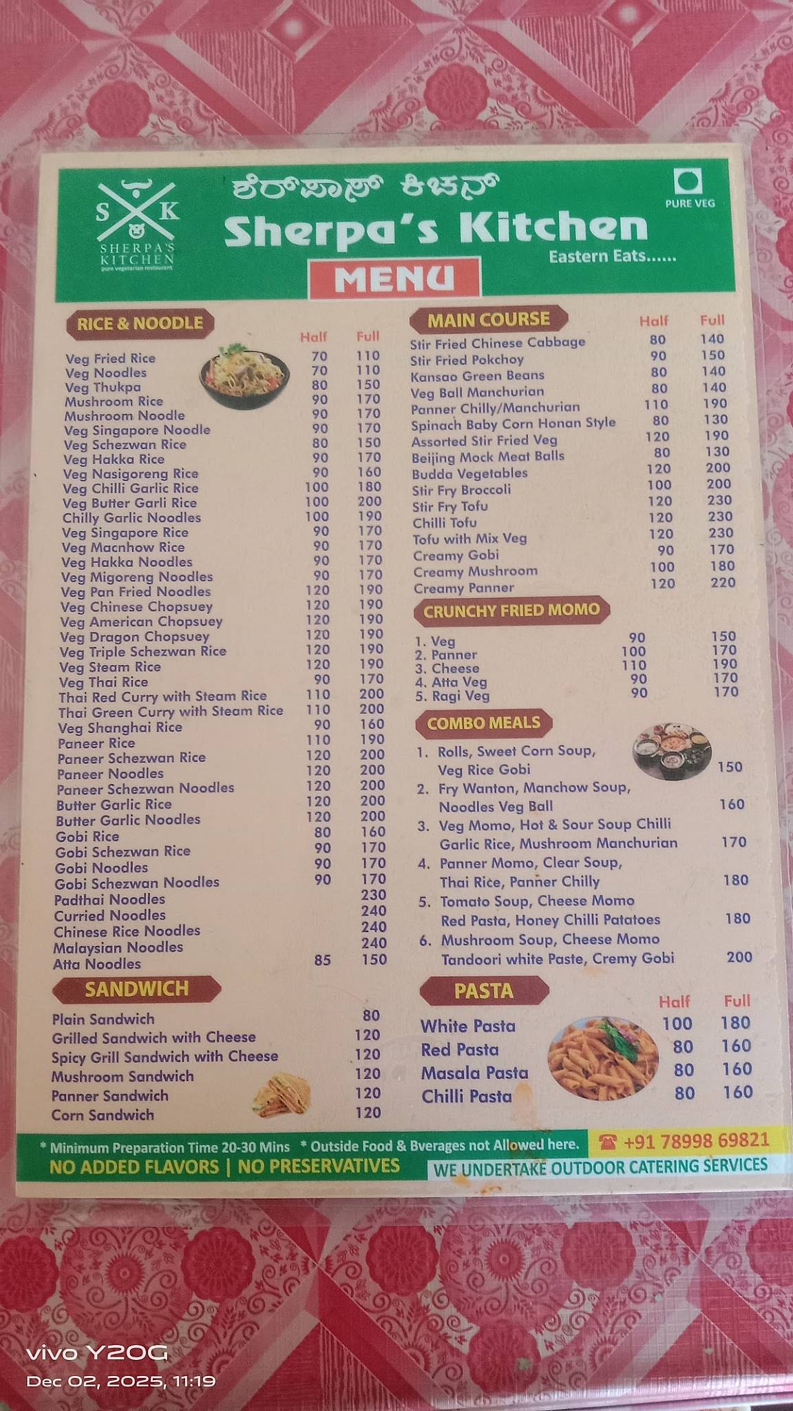 Sherpa's Kitchen menu