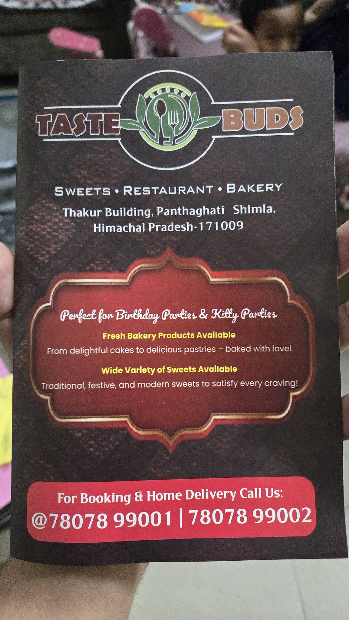 Taste Buds - Sweets Restaurants & Bakery menu
