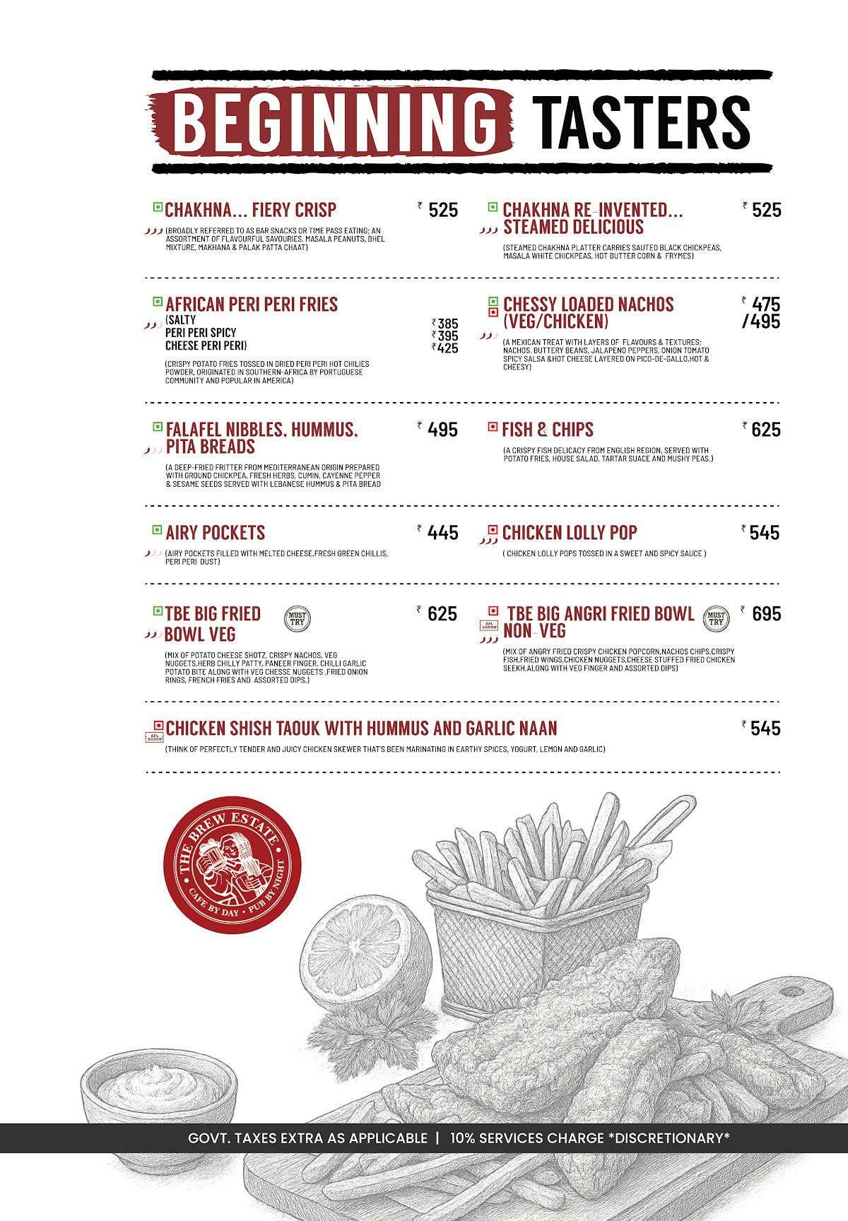 The Brew Estate menu