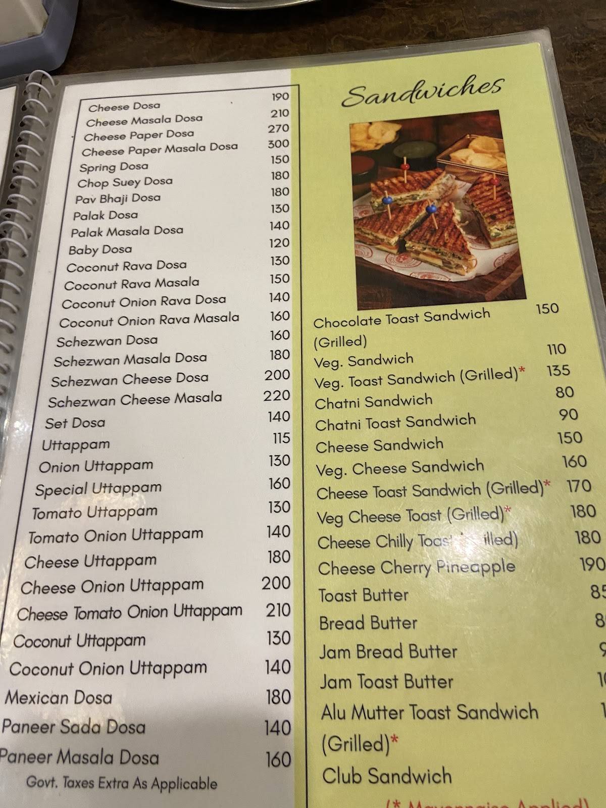 Shivsagar Restaurant - Aundh menu
